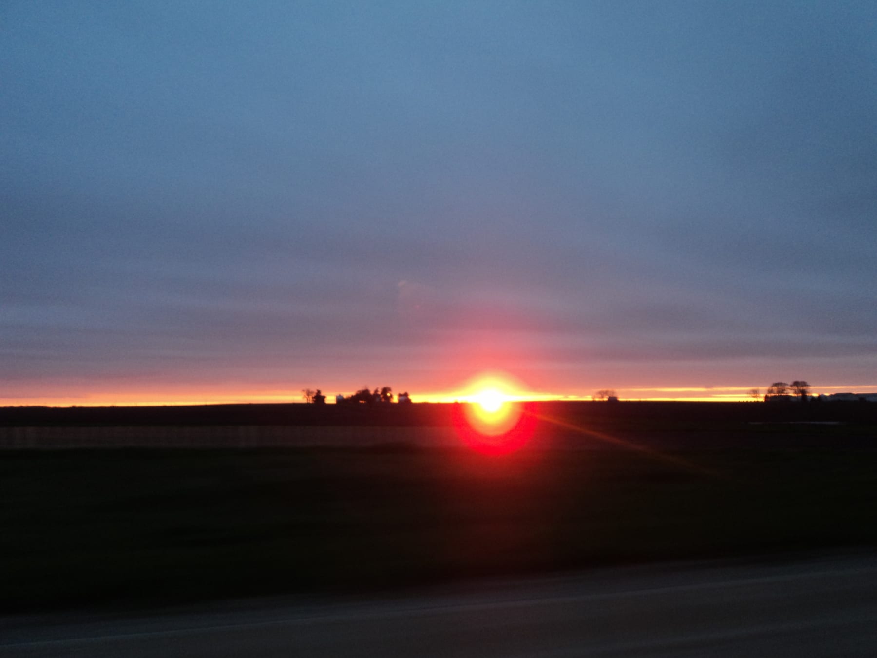 Sunset photographed along Interstate 57 in Illinois